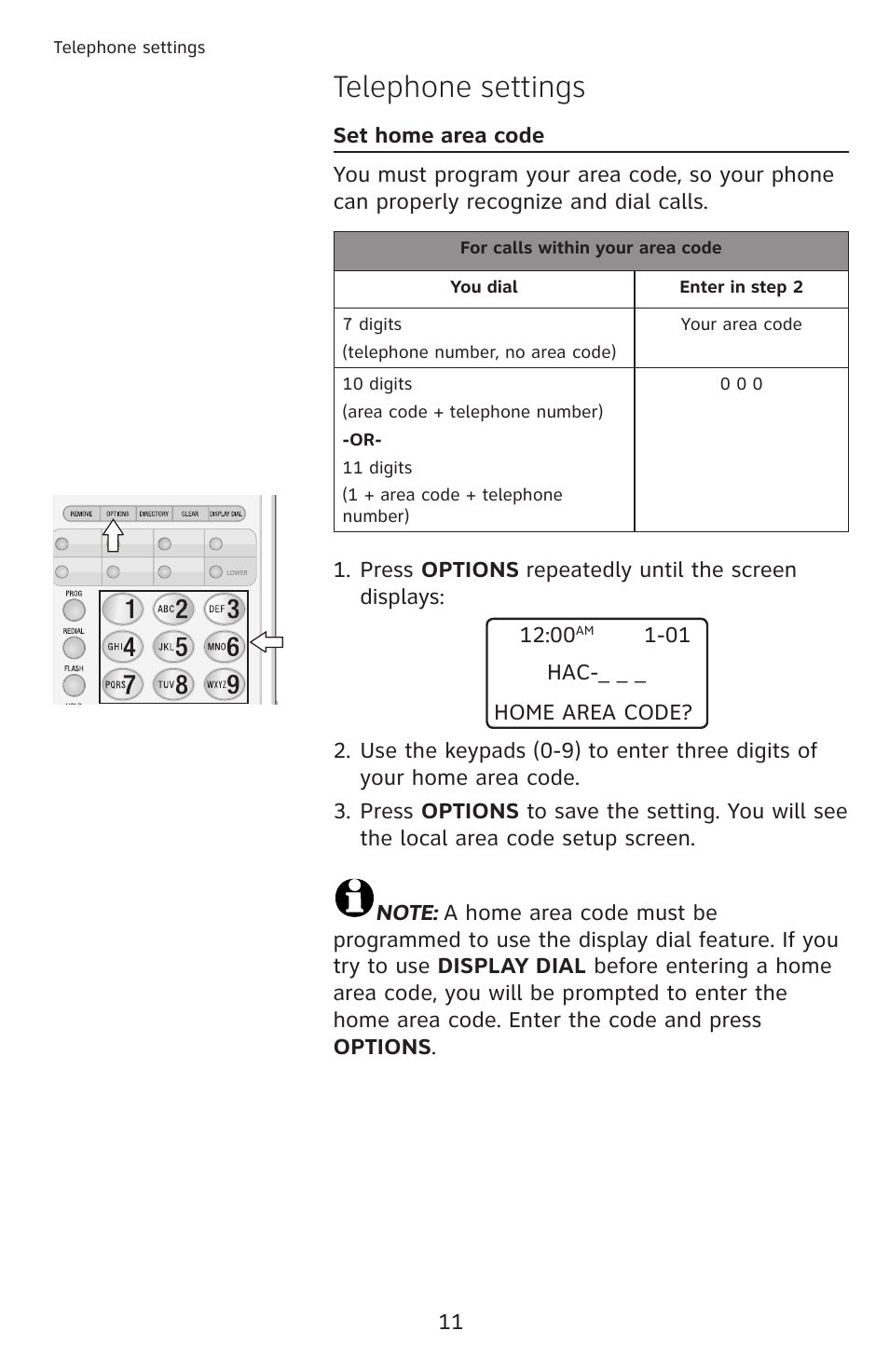 Telephone settings | AT&T CL2909 User Manual | Page 17 / 49