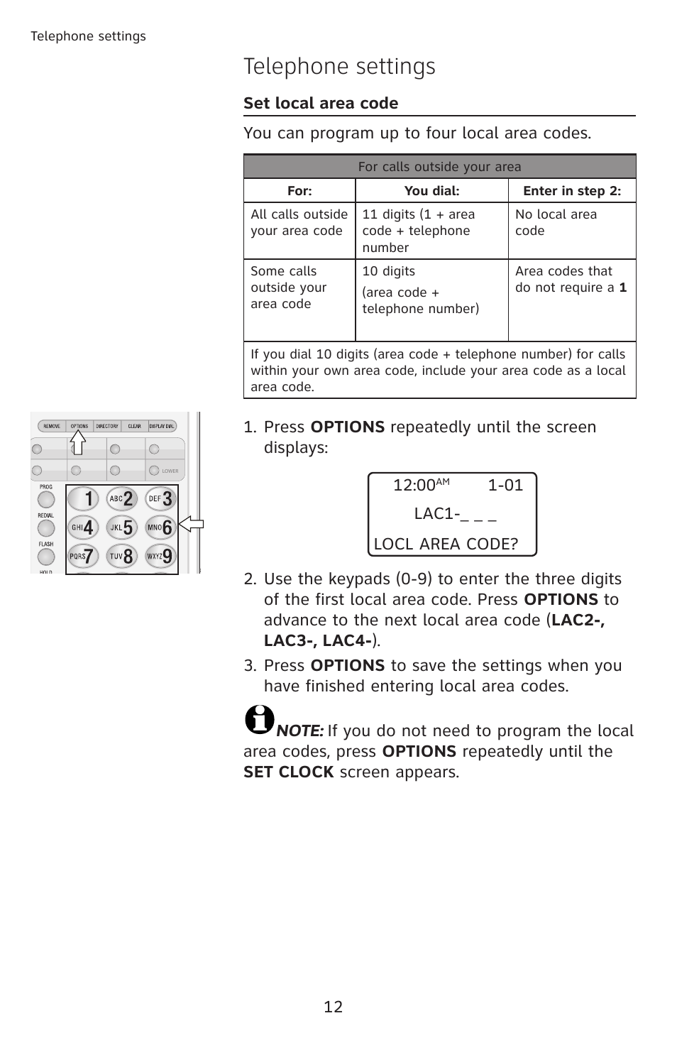 Telephone settings | AT&T CL2909 User Manual | Page 18 / 49