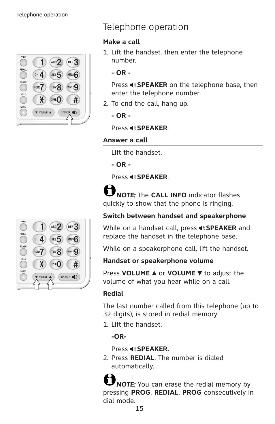 Telephone operation | AT&T CL2909 User Manual | Page 21 / 49