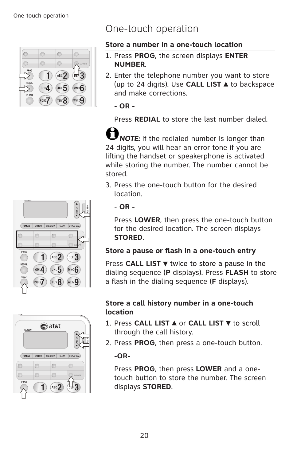 One-touch operation | AT&T CL2909 User Manual | Page 26 / 49