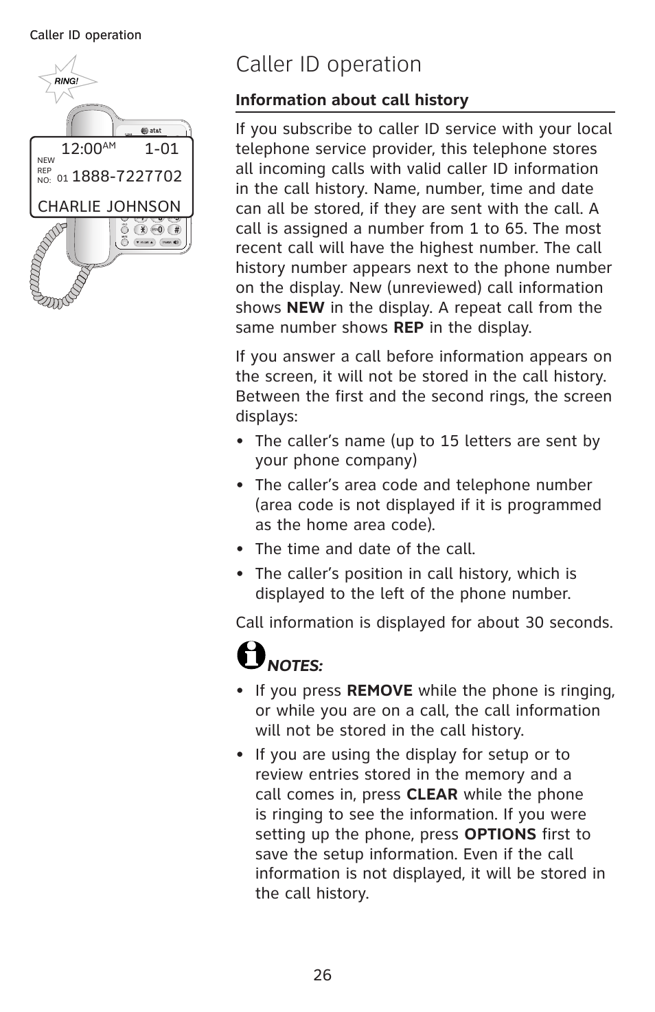 Caller id operation | AT&T CL2909 User Manual | Page 32 / 49