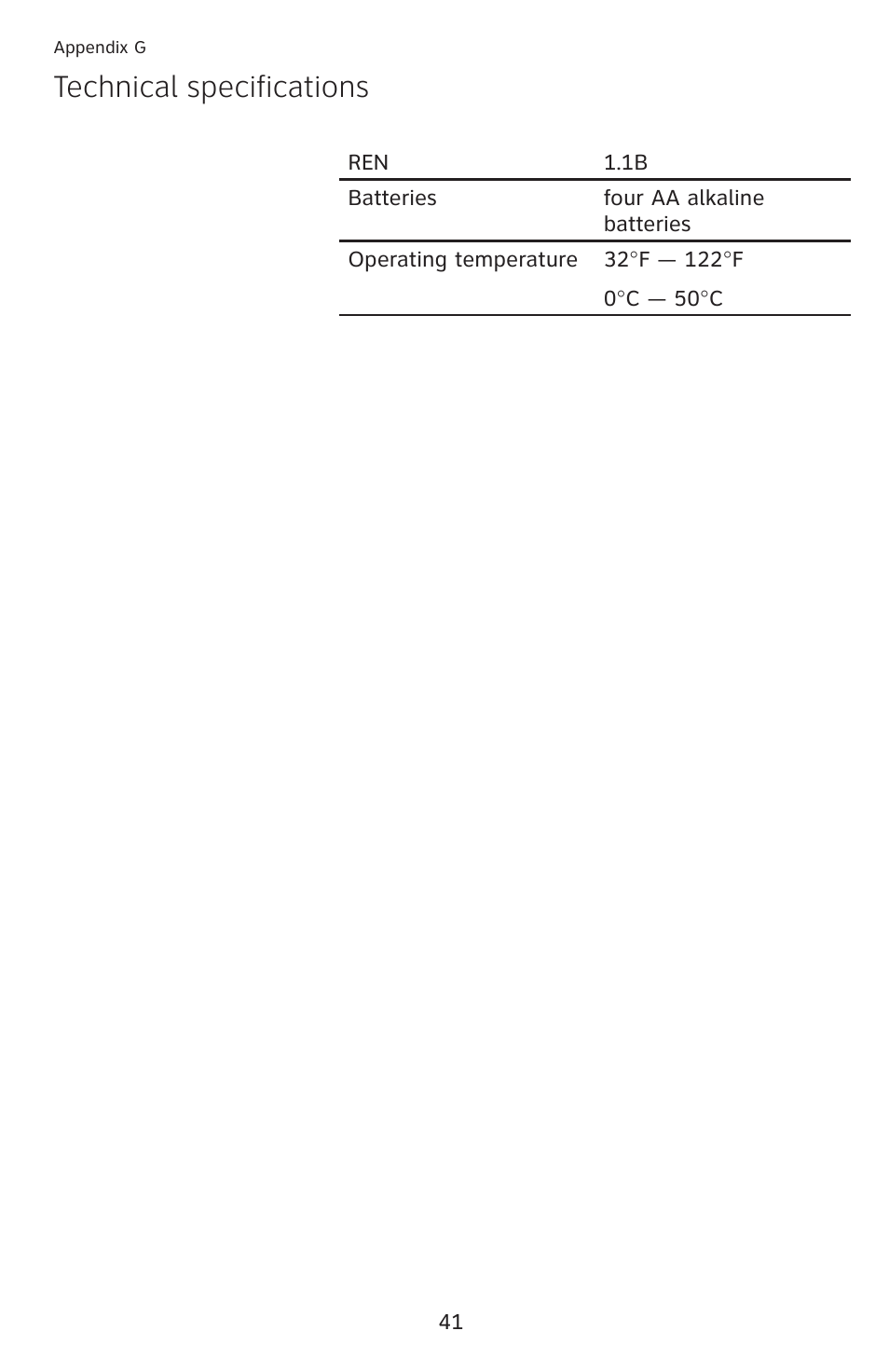 Technical specifications | AT&T CL2909 User Manual | Page 47 / 49