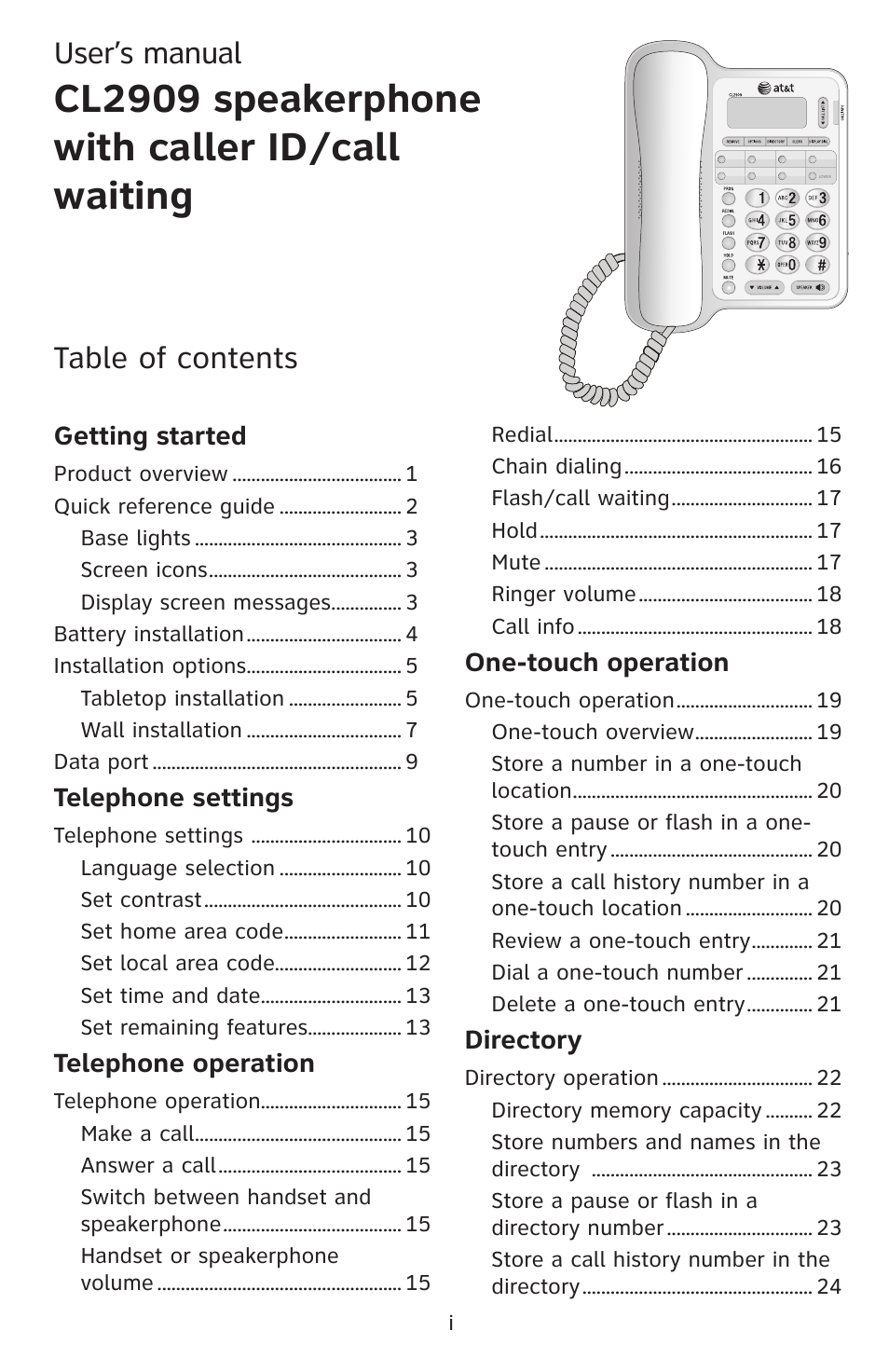 AT&T CL2909 User Manual | Page 5 / 49