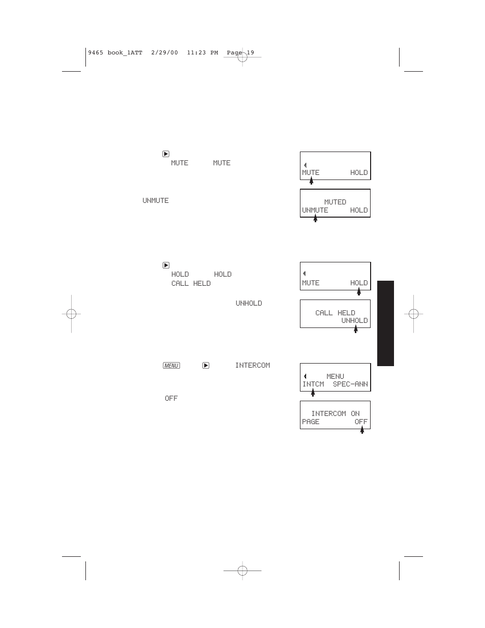 Telephone operation, At the handset, Mute | Hold, Intercom | AT&T 9465 User Manual | Page 21 / 56