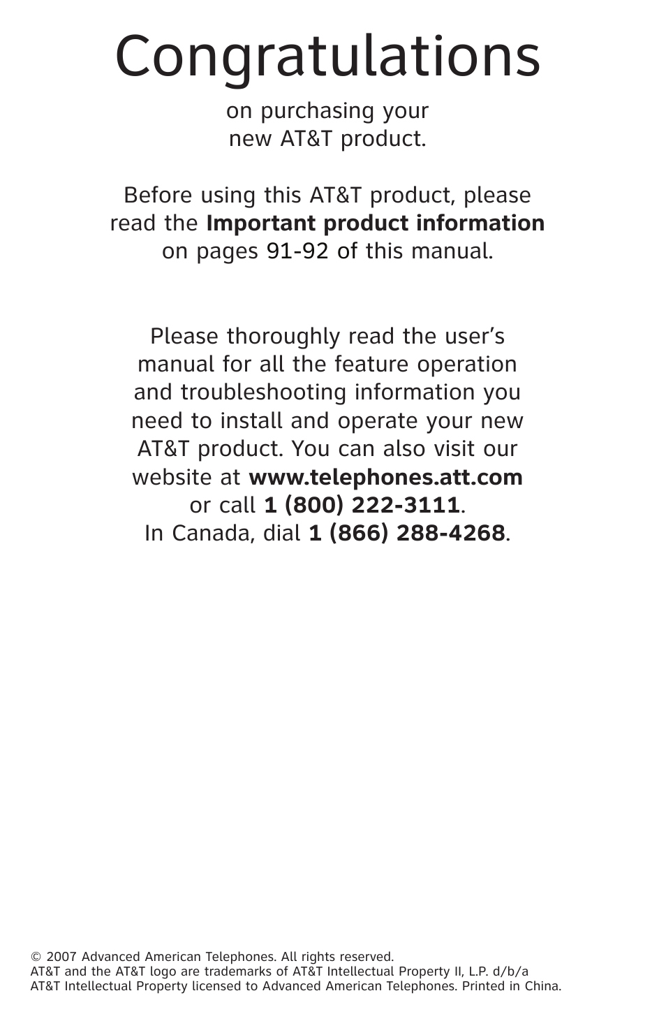 AT&T 1080 Corded telephone User Manual | Page 2 / 30