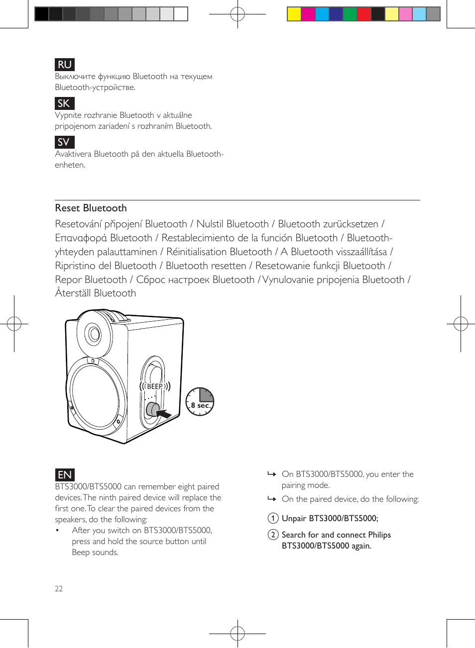 Philips enceintes sans fil stéréo User Manual | Page 22 / 48