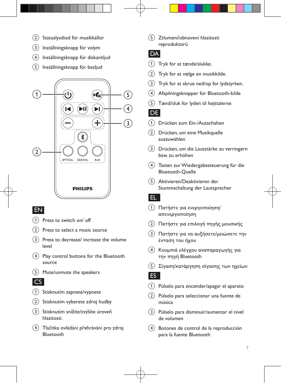 Philips enceintes sans fil stéréo User Manual | Page 7 / 48