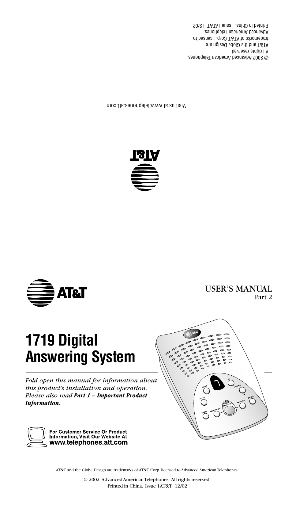 AT&T 1719 User Manual | 10 pages