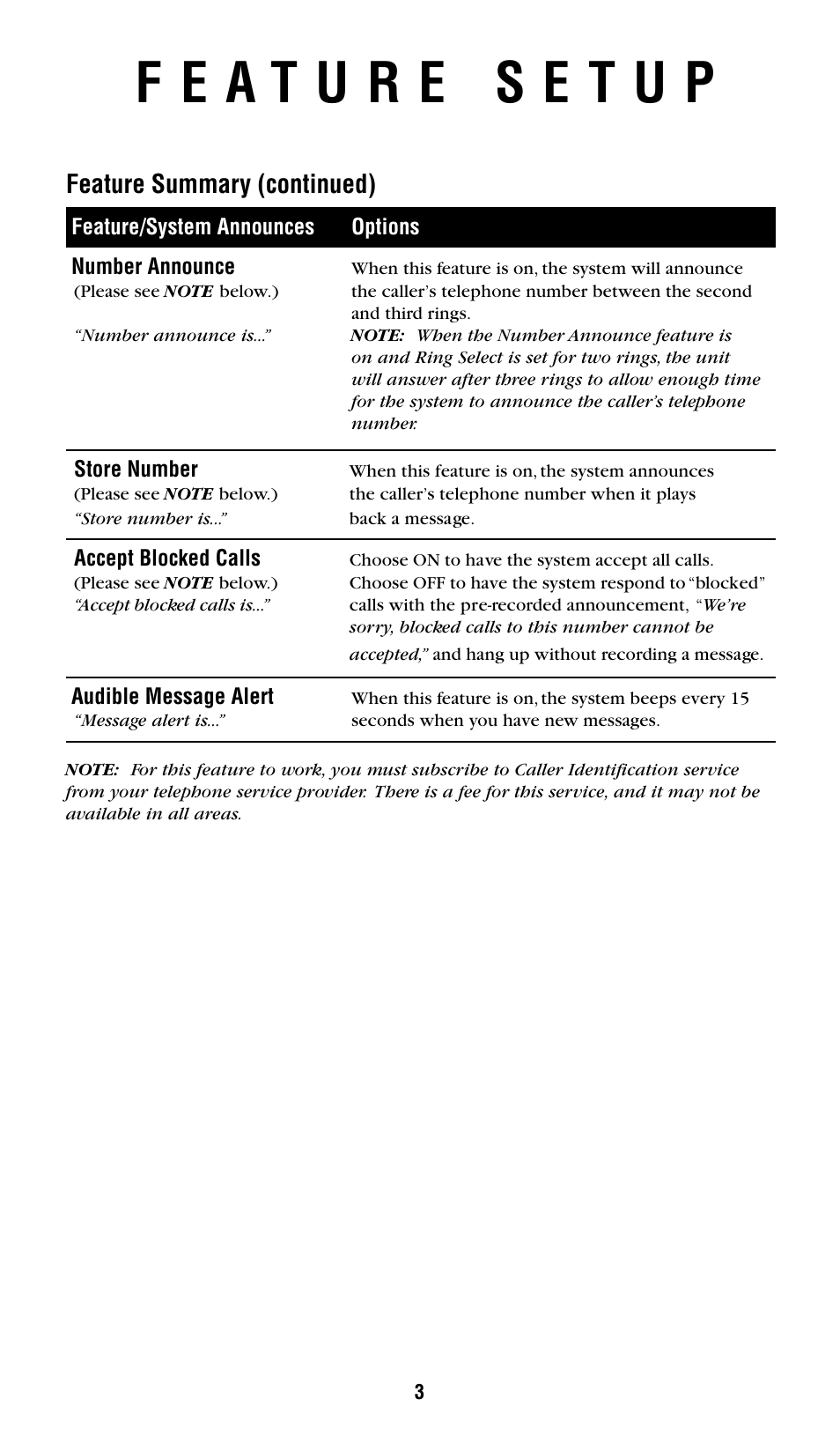 Feature summary (continued) | AT&T 1719 User Manual | Page 4 / 10