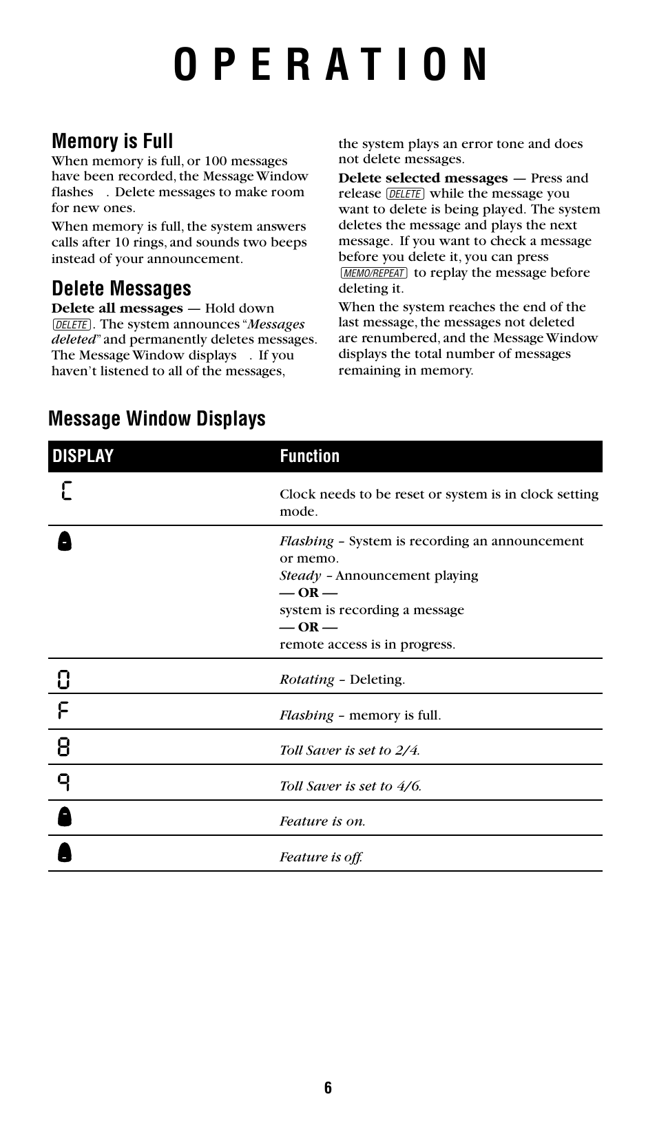 Message window displays, Delete messages | AT&T 1719 User Manual | Page 7 / 10