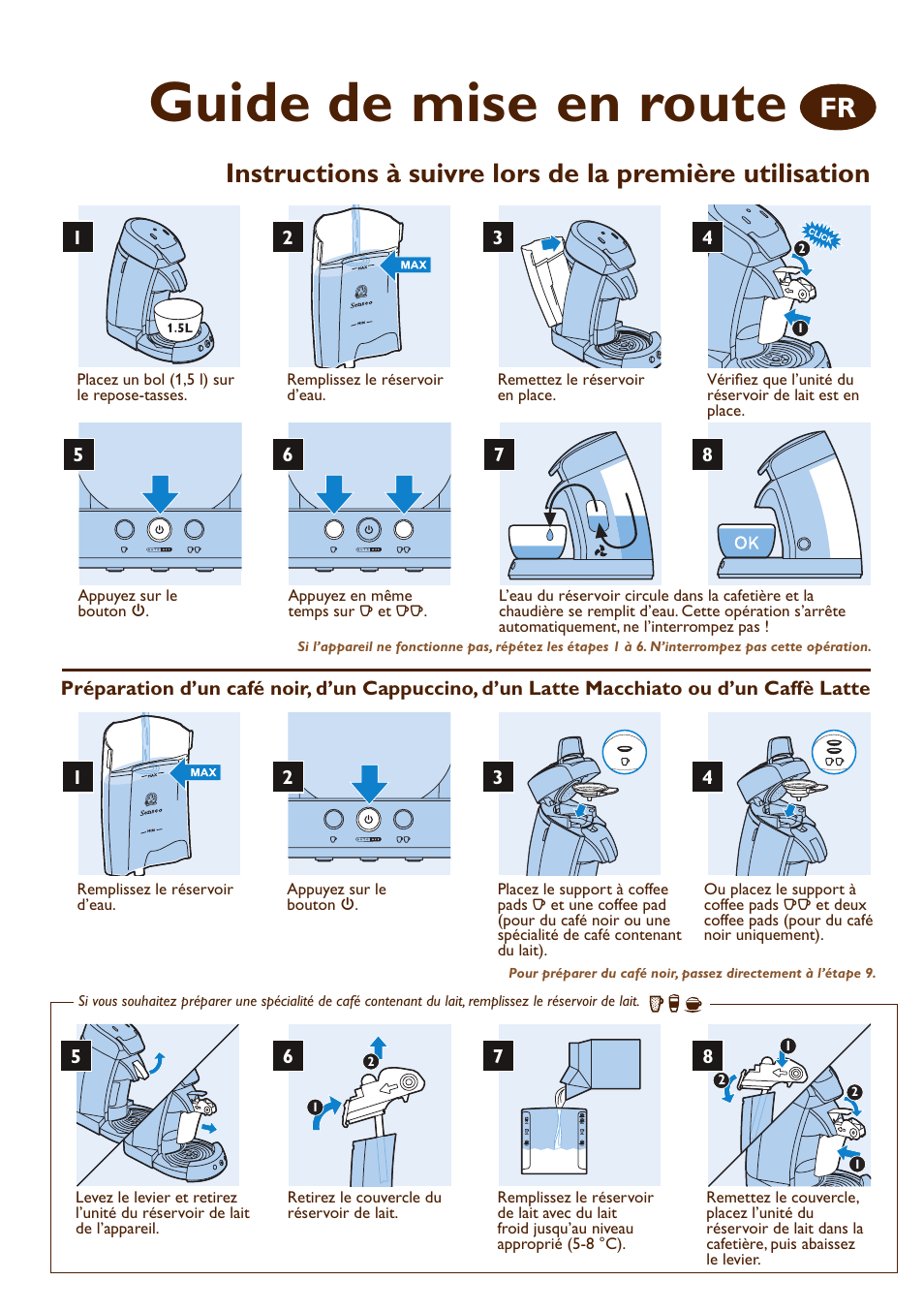Guide de mise en route | Philips SENSEO® Machine à café à dosettes User Manual | Page 6 / 12
