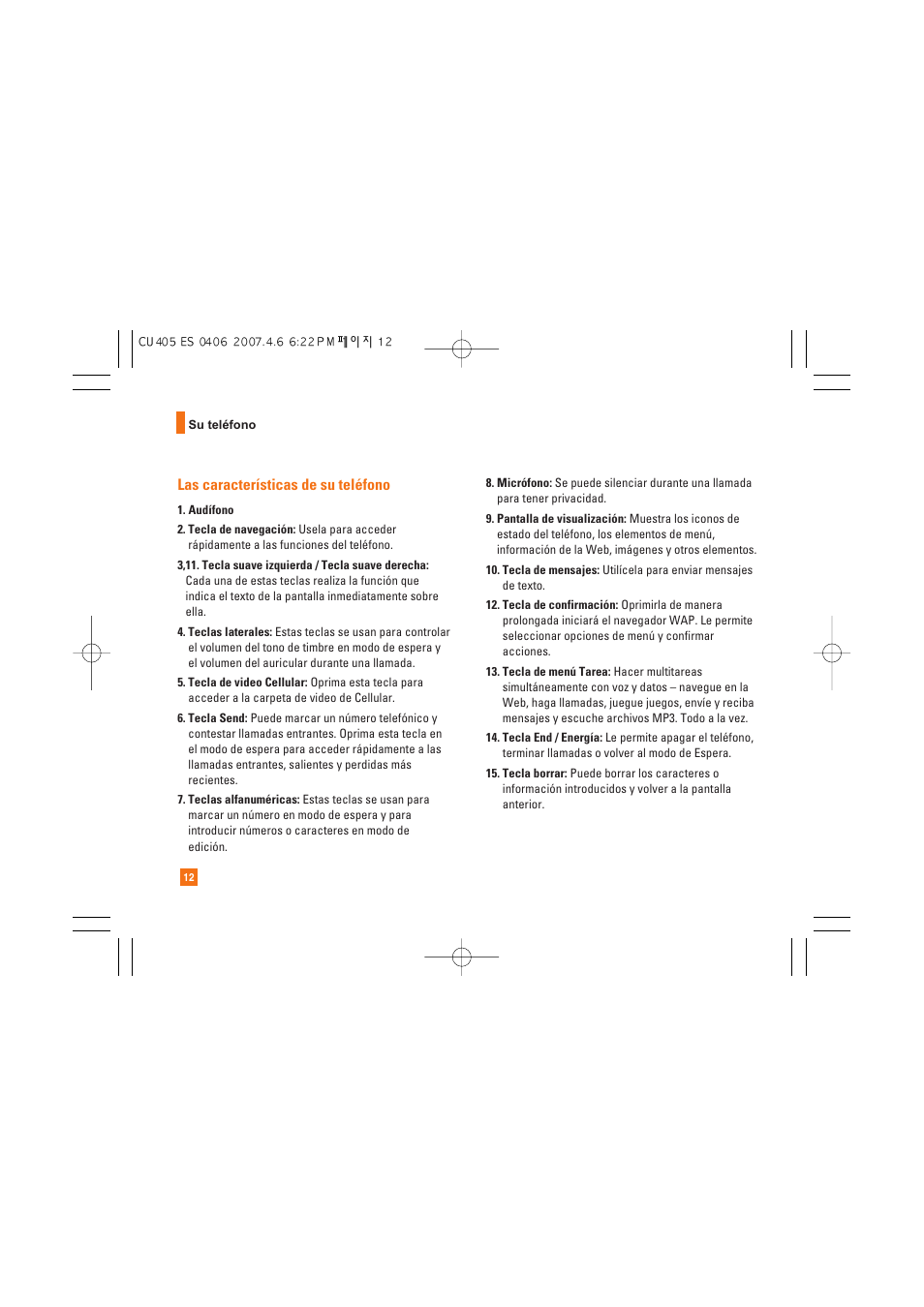 Las características de su teléfono | AT&T CU405 User Manual | Page 126 / 230