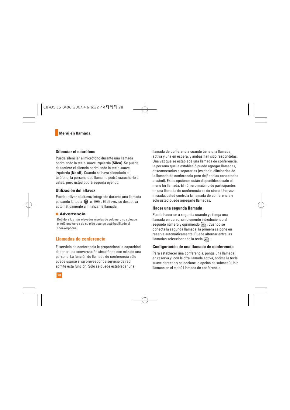 Llamadas de conferencia | AT&T CU405 User Manual | Page 142 / 230