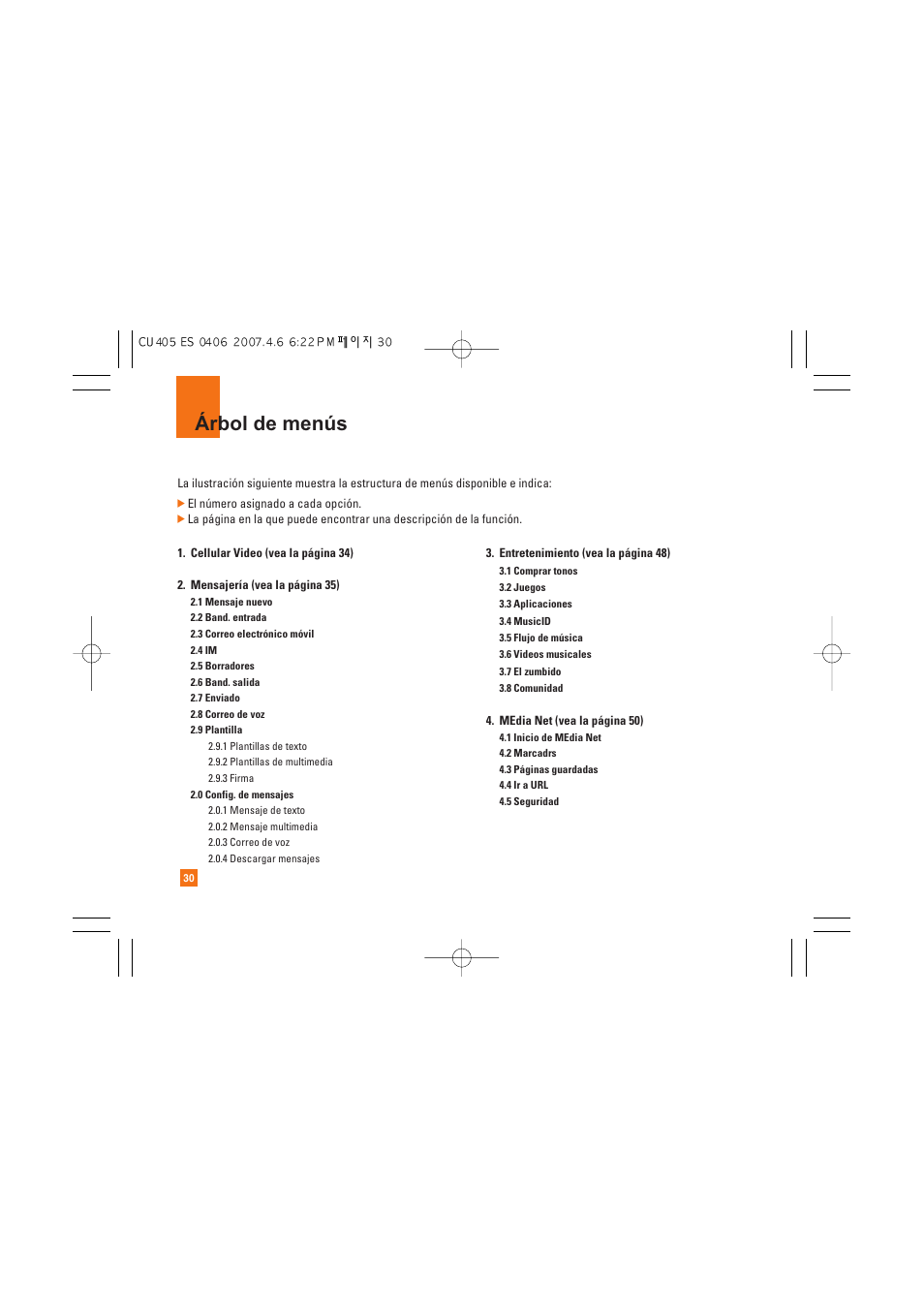 Árbol de menús | AT&T CU405 User Manual | Page 144 / 230