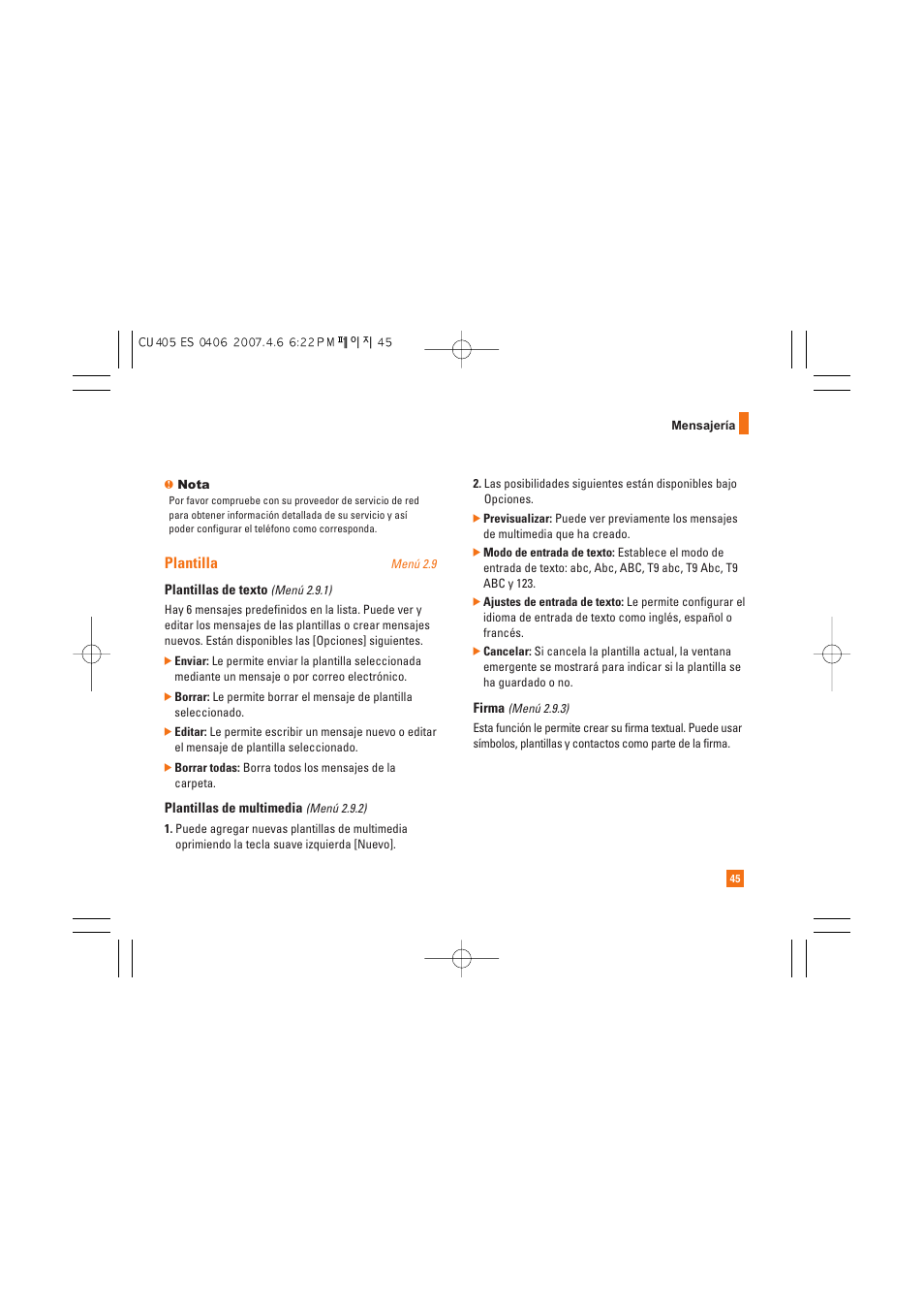 Plantilla | AT&T CU405 User Manual | Page 159 / 230