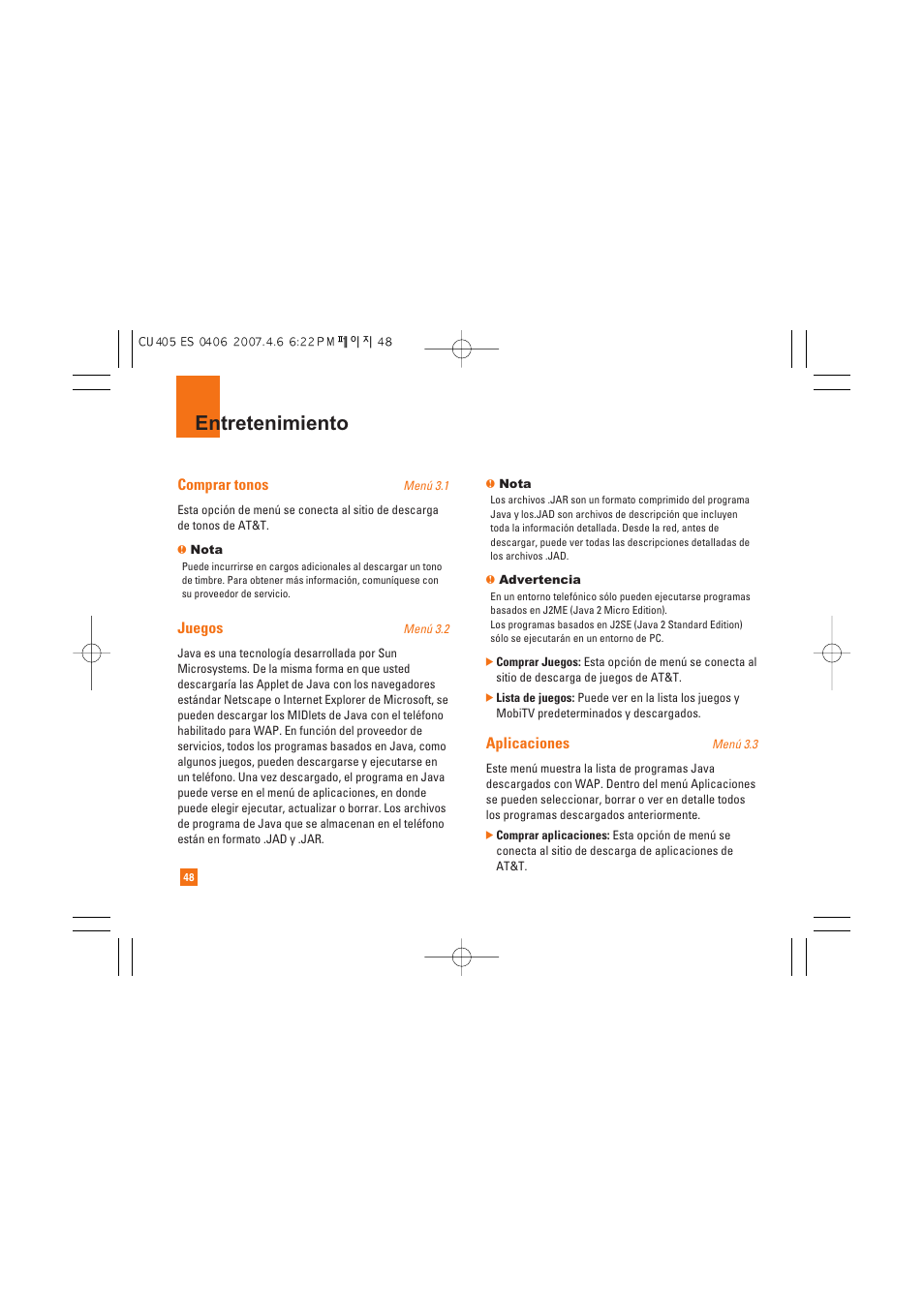 Entretenimiento | AT&T CU405 User Manual | Page 162 / 230