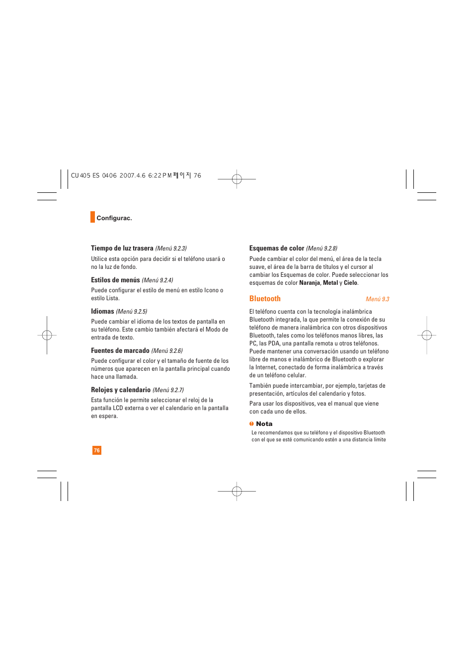 Bluetooth | AT&T CU405 User Manual | Page 190 / 230