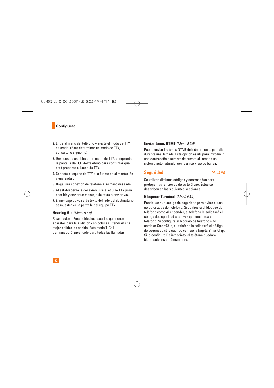 Seguridad | AT&T CU405 User Manual | Page 196 / 230