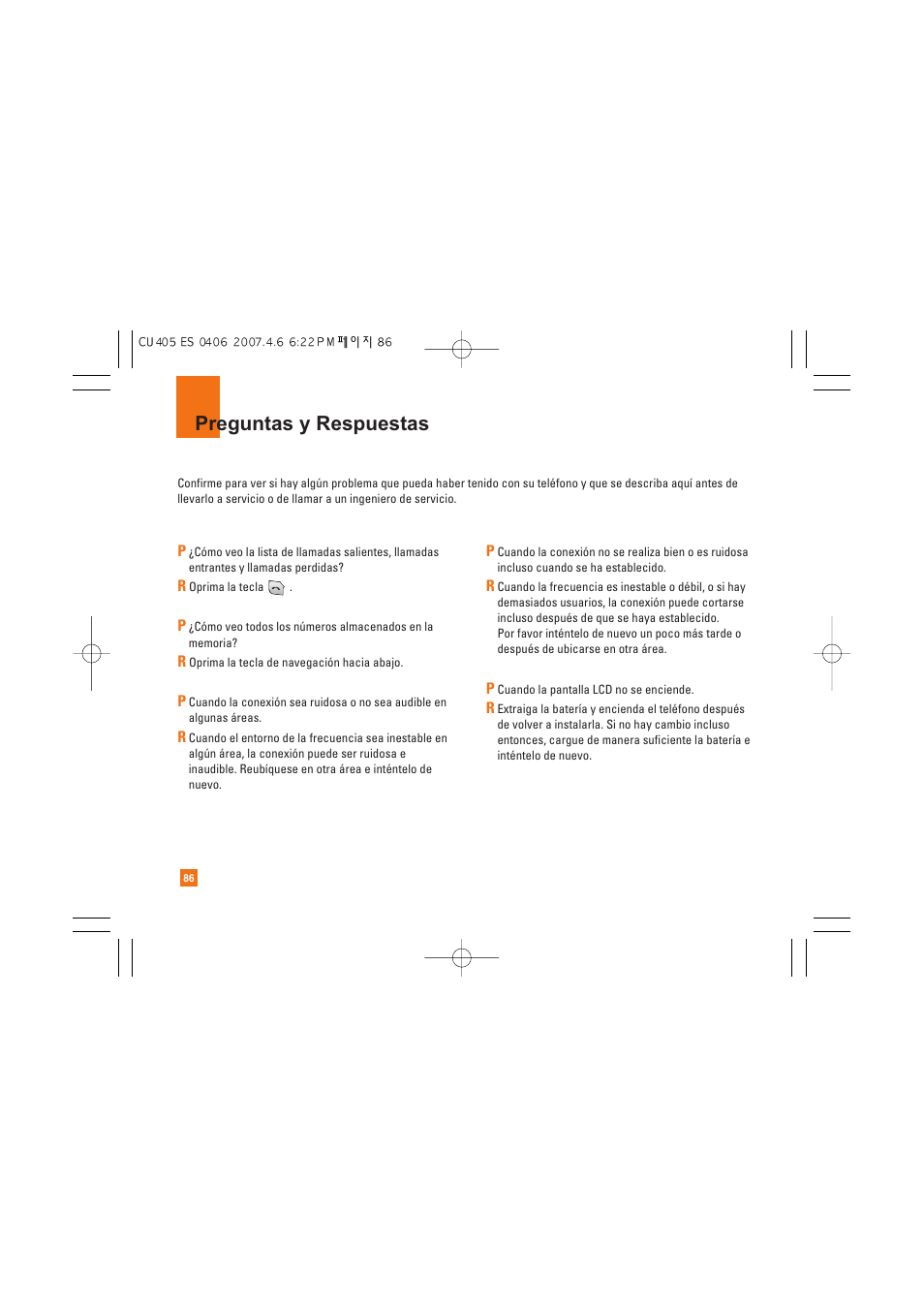 Preguntas y respuestas | AT&T CU405 User Manual | Page 200 / 230