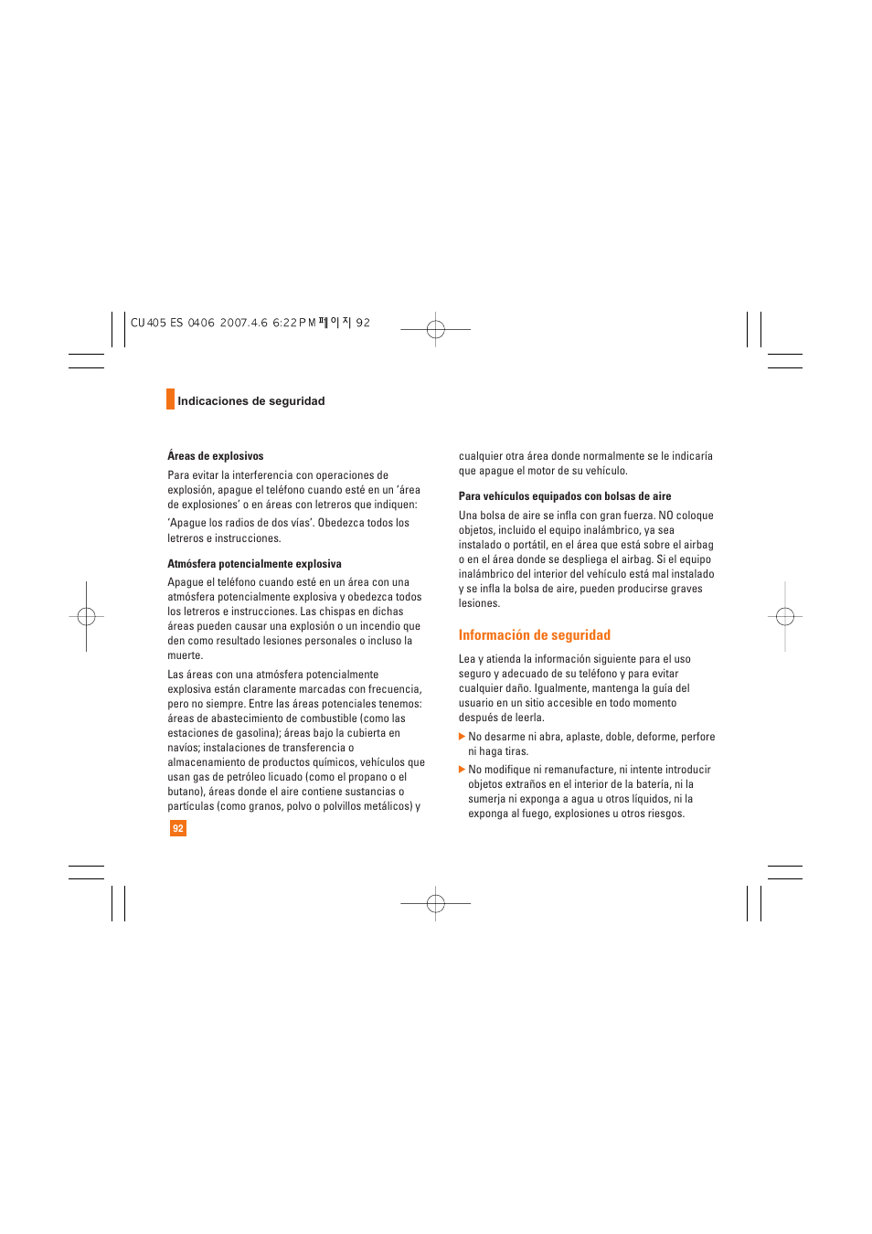 Información de seguridad | AT&T CU405 User Manual | Page 206 / 230