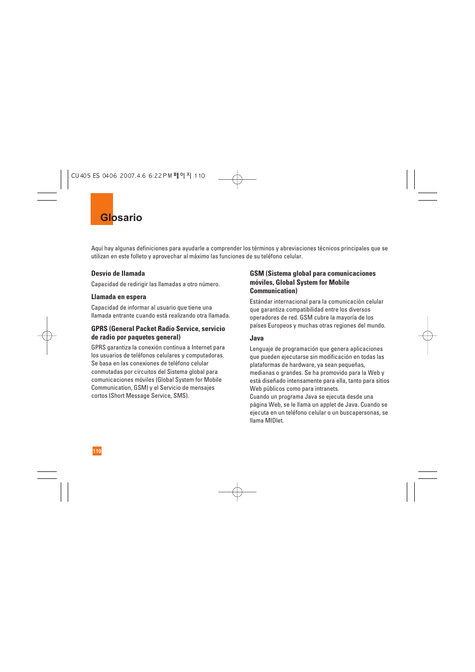 Glosario | AT&T CU405 User Manual | Page 224 / 230