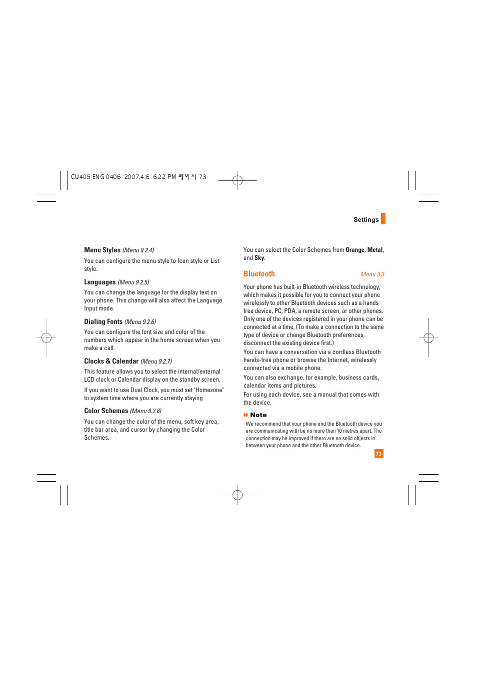 Bluetooth | AT&T CU405 User Manual | Page 77 / 230