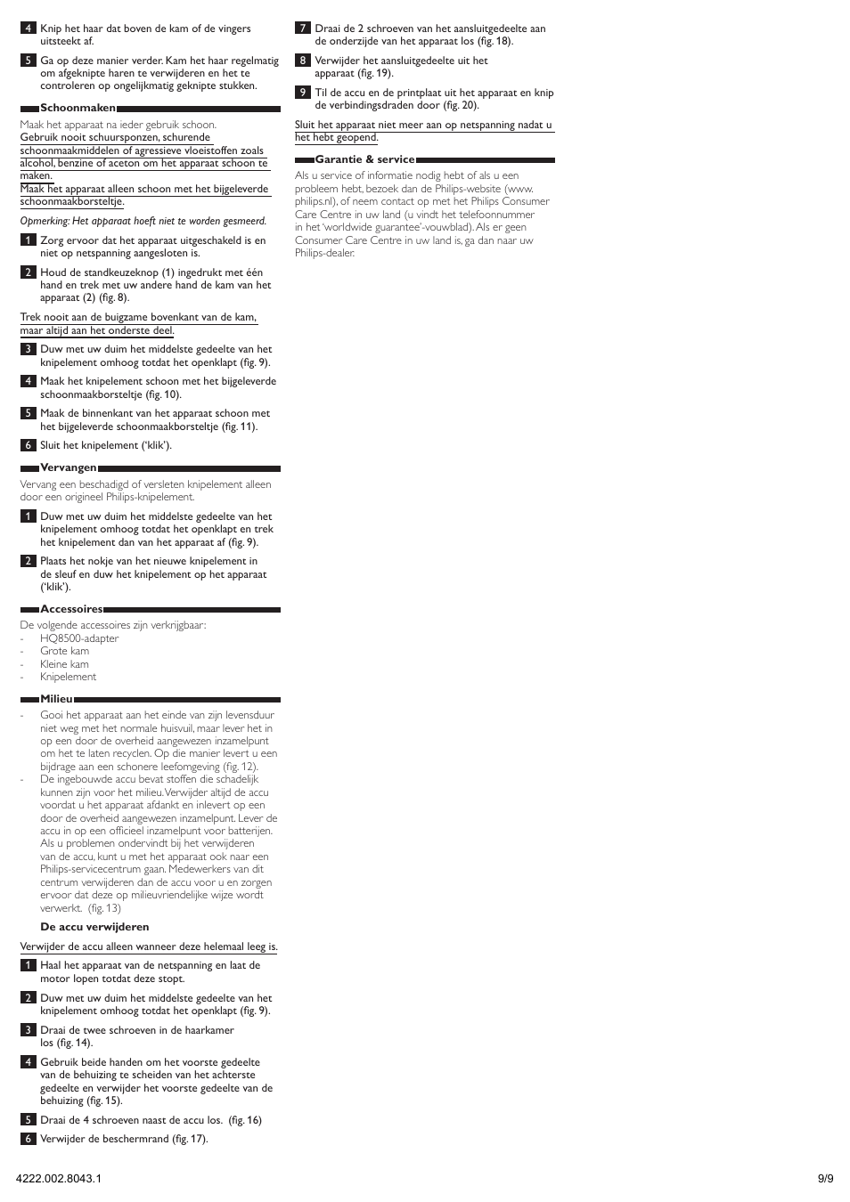 Philips Tondeuse cheveux User Manual | Page 9 / 9