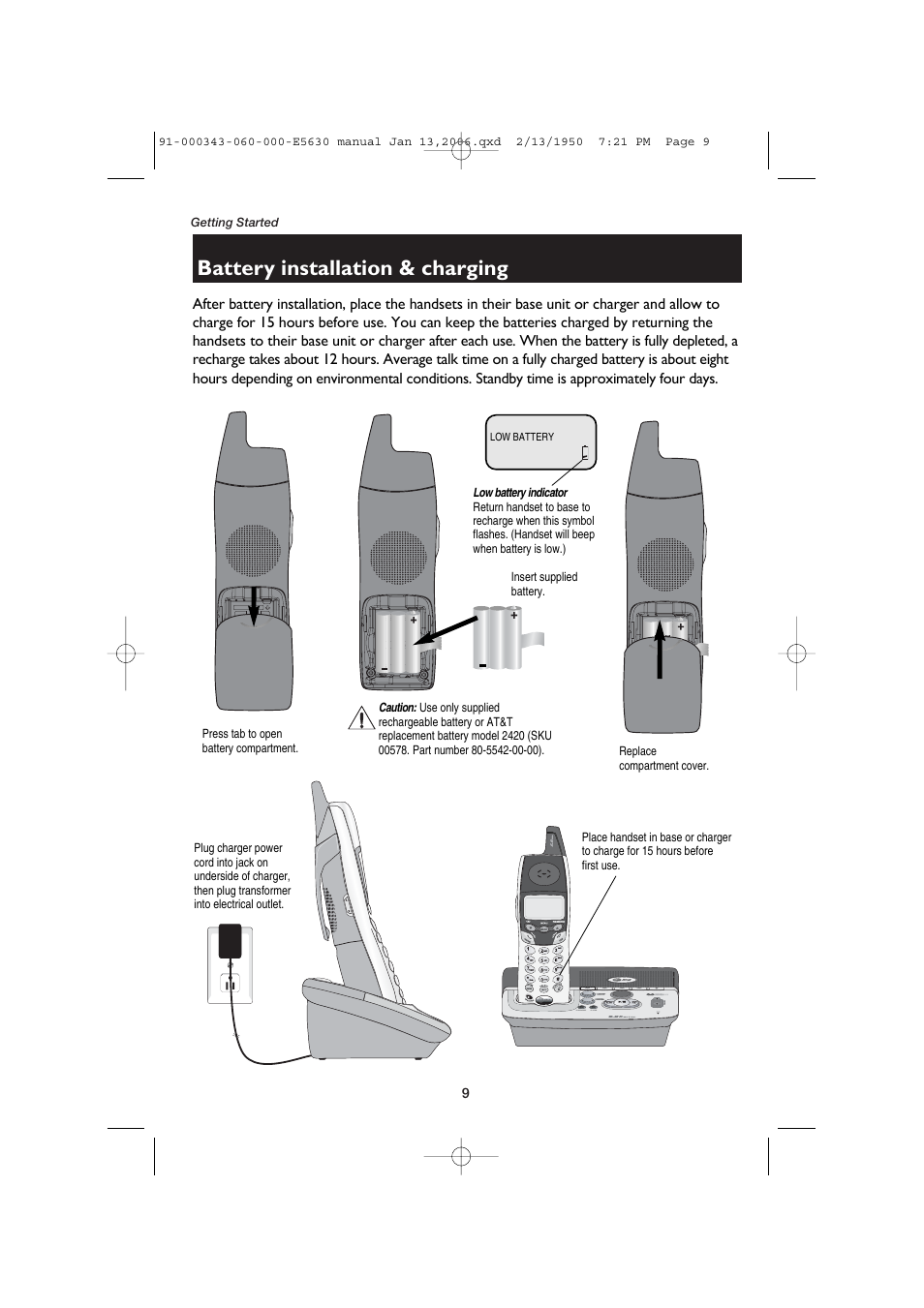 Battery installation & charging | AT&T E5633 User Manual | Page 11 / 44