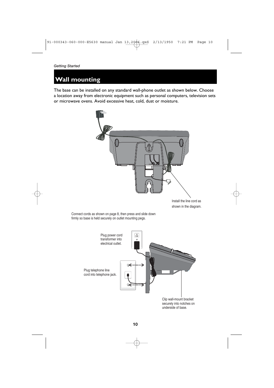 Wall mounting | AT&T E5633 User Manual | Page 12 / 44