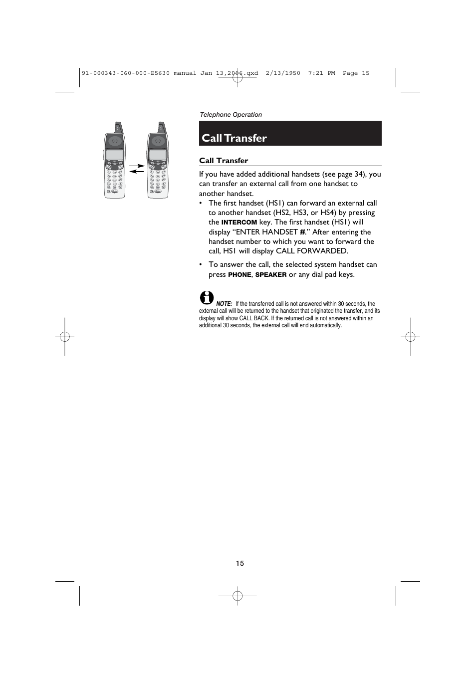 Call transfer | AT&T E5633 User Manual | Page 17 / 44