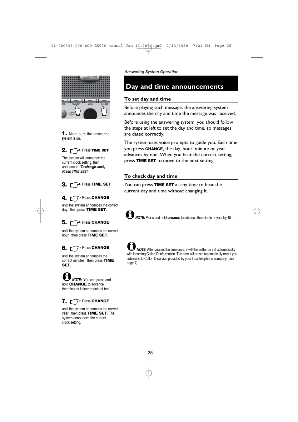 Day and time announcements | AT&T E5633 User Manual | Page 27 / 44