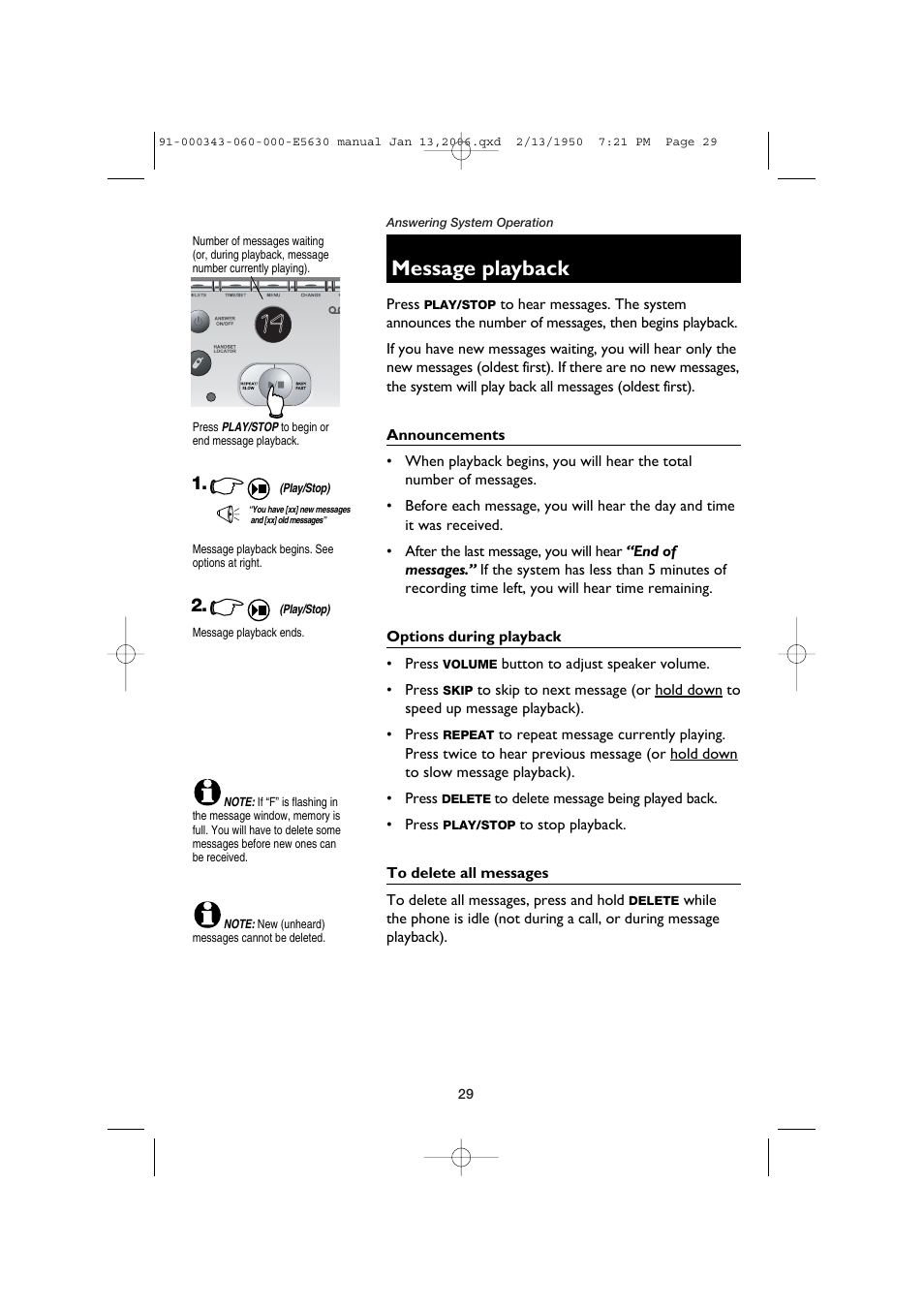 Message playback | AT&T E5633 User Manual | Page 31 / 44