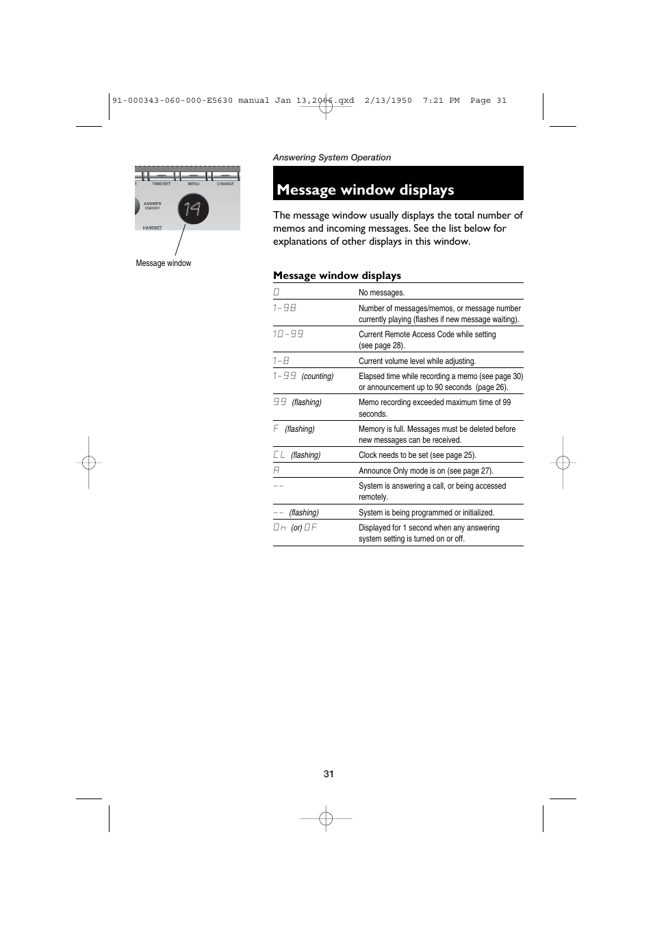 Message window displays | AT&T E5633 User Manual | Page 33 / 44