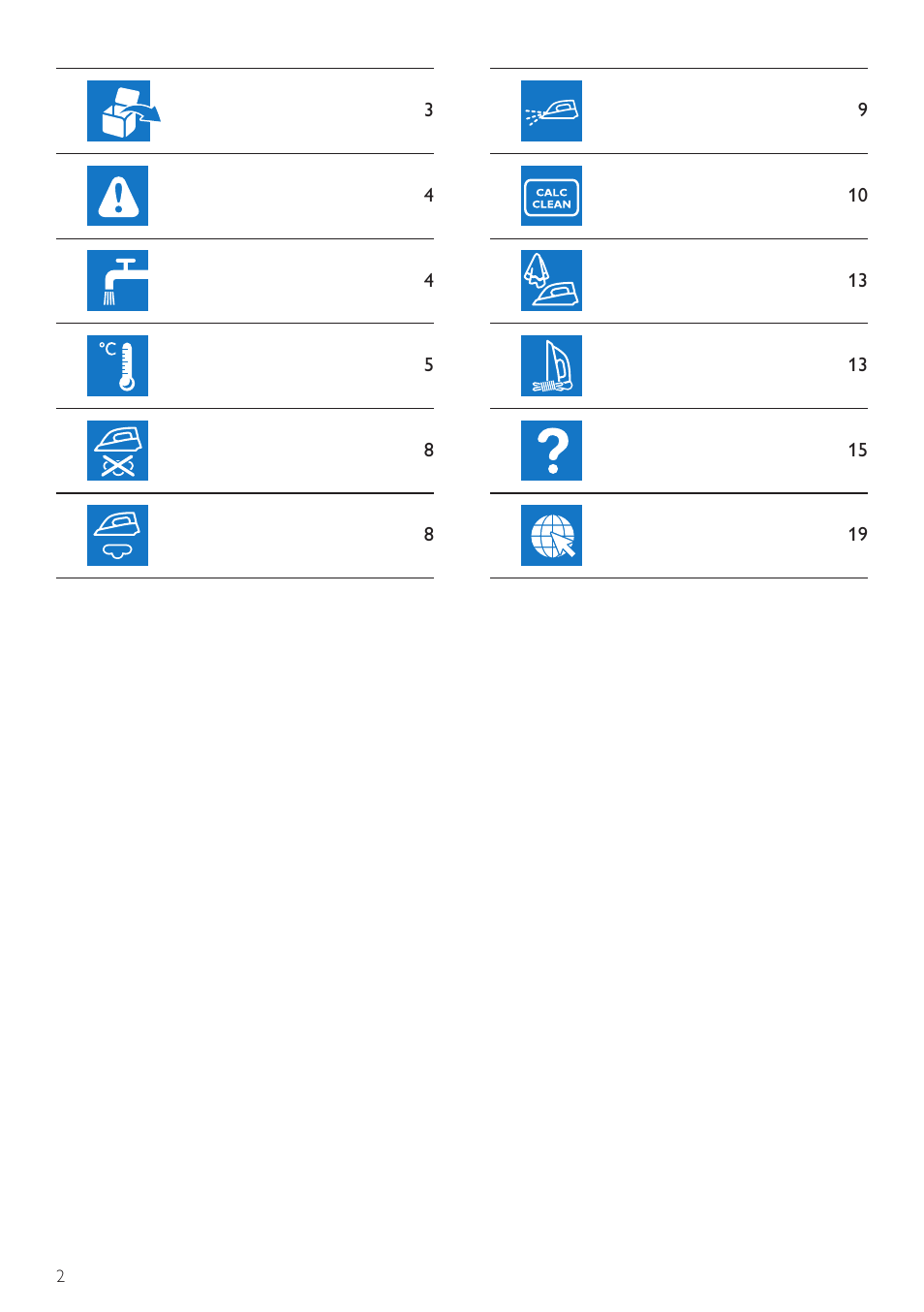 Philips Fer vapeur User Manual | Page 2 / 20