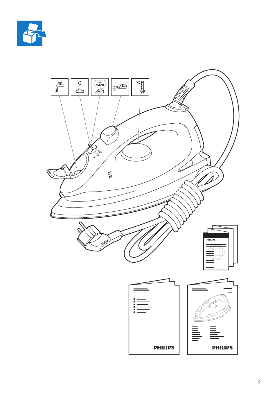 Philips Fer vapeur User Manual | Page 3 / 20