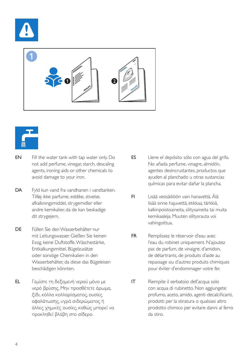 Philips Fer vapeur User Manual | Page 4 / 20