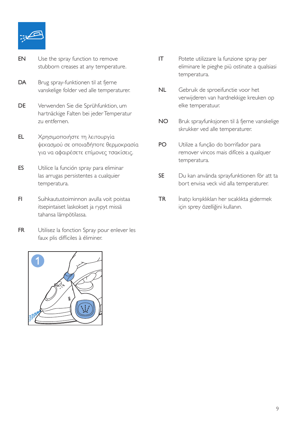 Philips Fer vapeur User Manual | Page 9 / 20