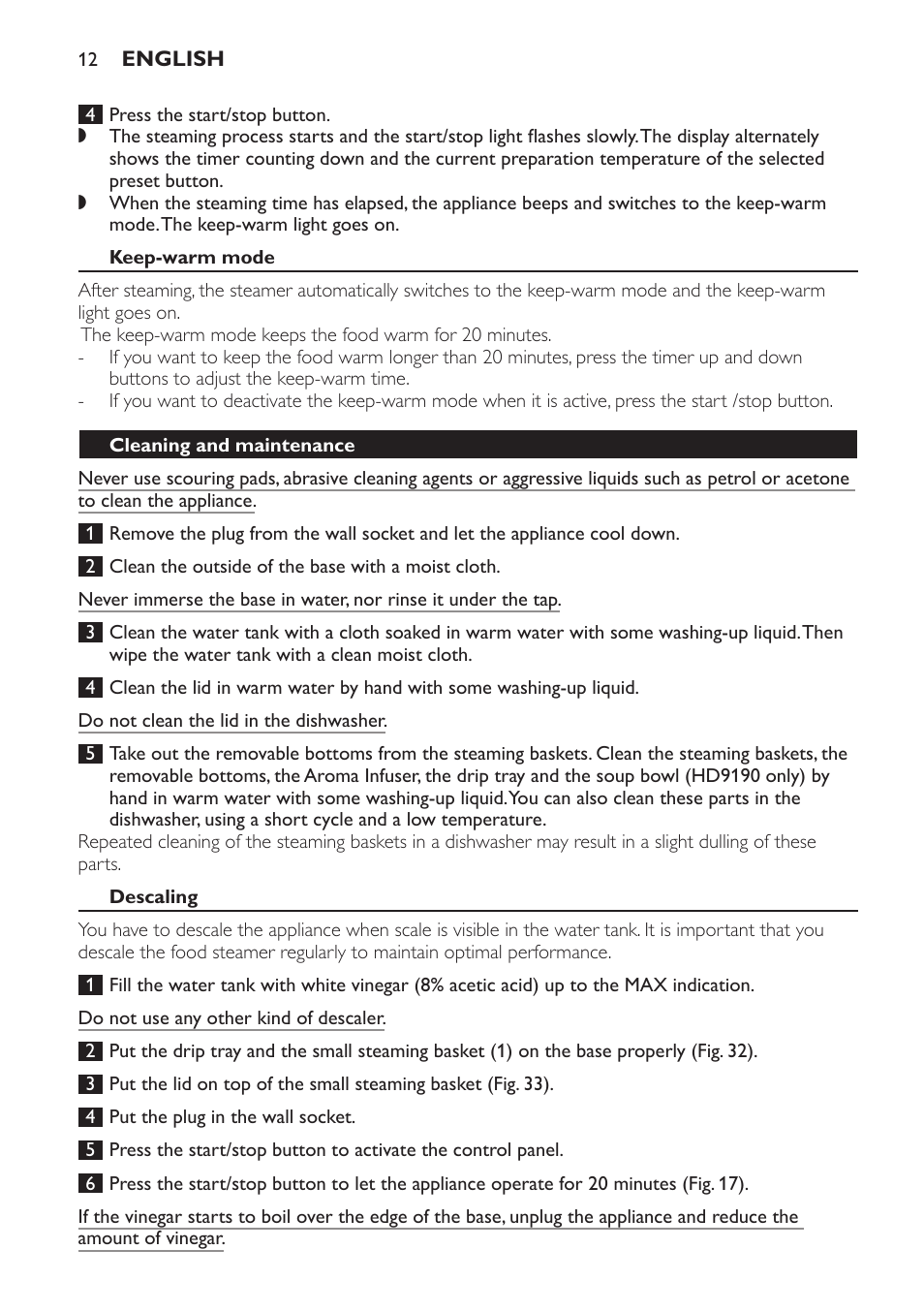 Philips Avance Collection Cuiseur Vapeur User Manual | Page 12 / 116