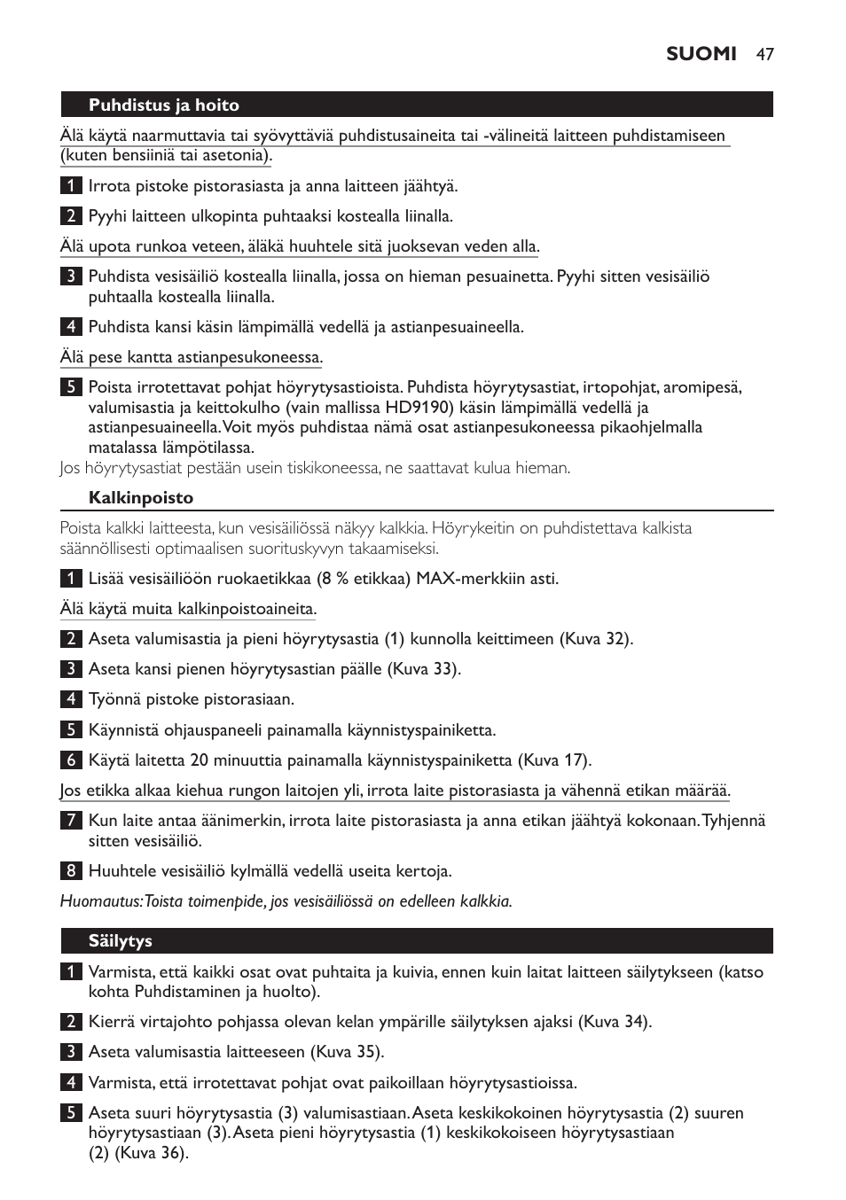 Philips Avance Collection Cuiseur Vapeur User Manual | Page 47 / 116