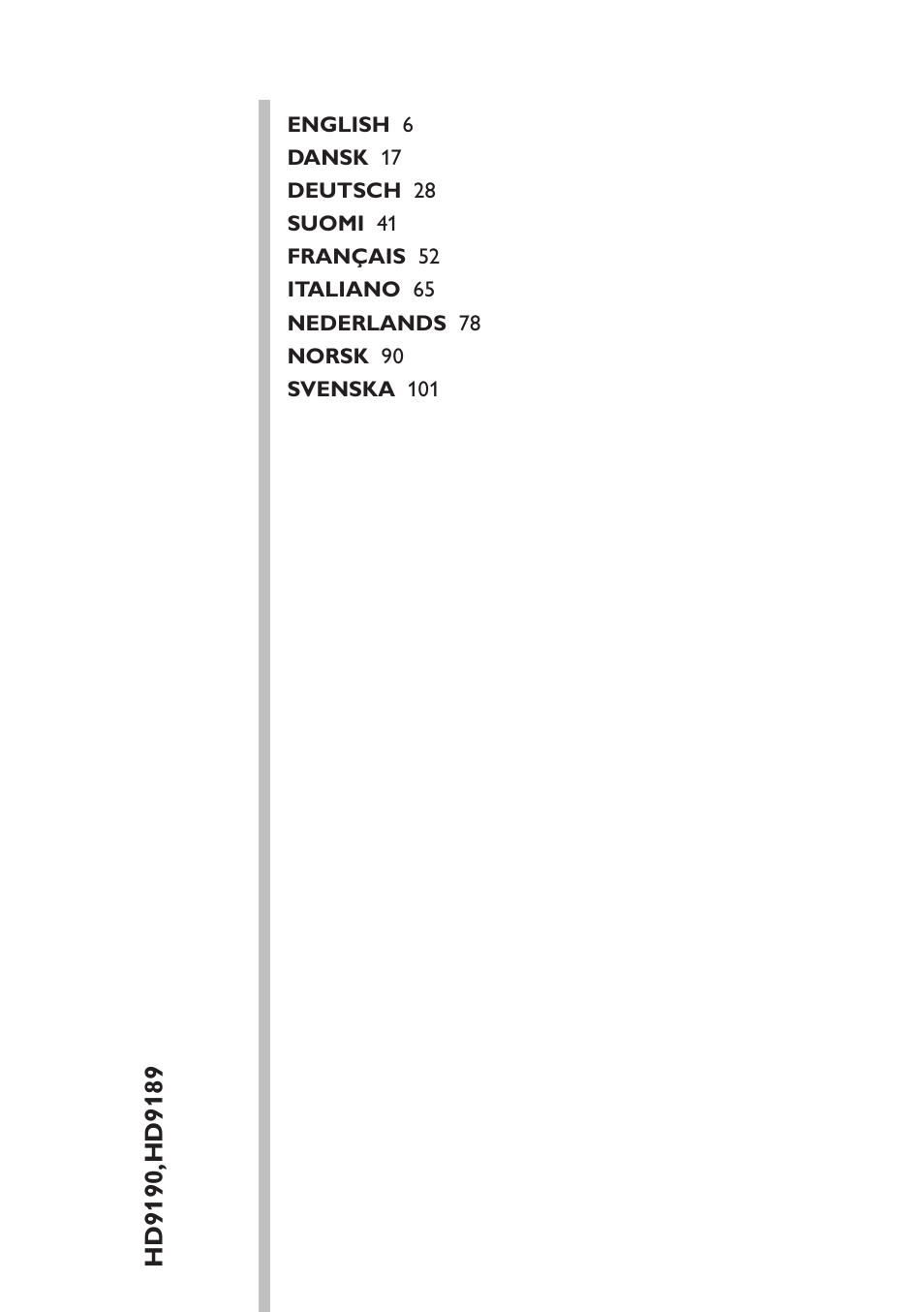 Table of content | Philips Avance Collection Cuiseur Vapeur User Manual | Page 5 / 116