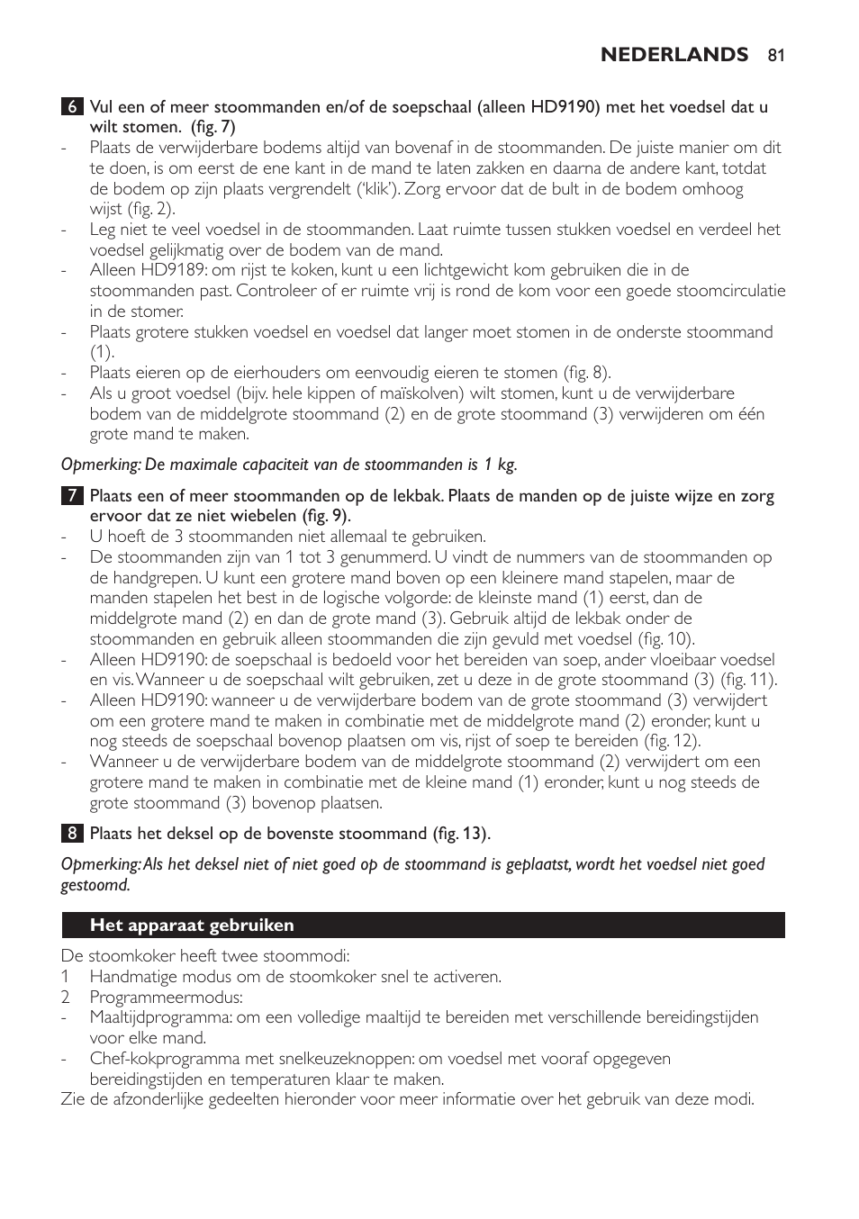 Philips Avance Collection Cuiseur Vapeur User Manual | Page 81 / 116