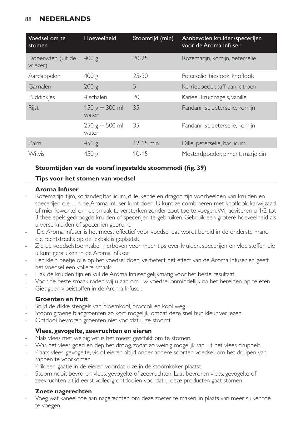 Philips Avance Collection Cuiseur Vapeur User Manual | Page 88 / 116