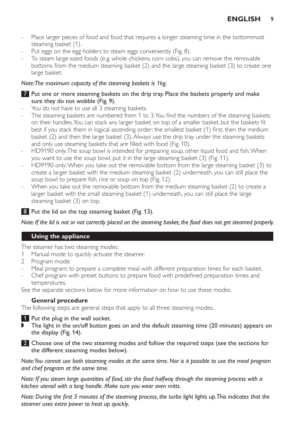 Philips Avance Collection Cuiseur Vapeur User Manual | Page 9 / 116