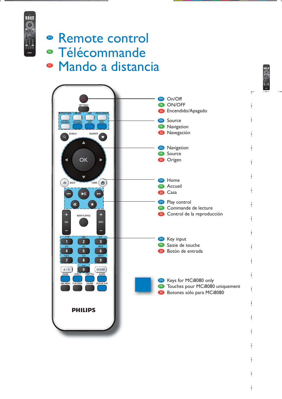 Remote control télécommande mando a distancia | Philips Streamium Chaîne sans fil pour Android™ User Manual | Page 7 / 28