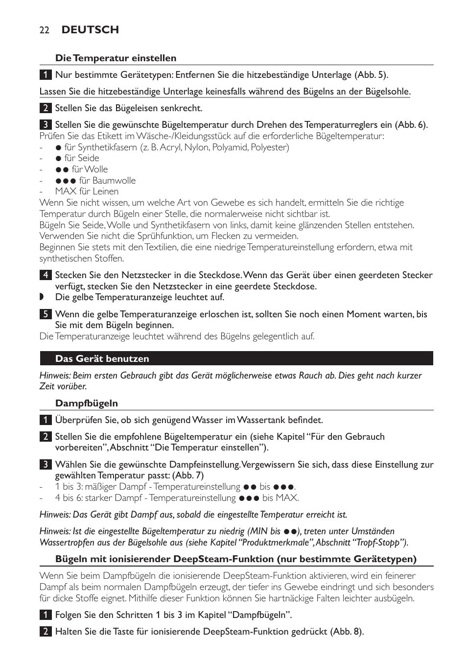 Philips Azur Fer vapeur User Manual | Page 22 / 76