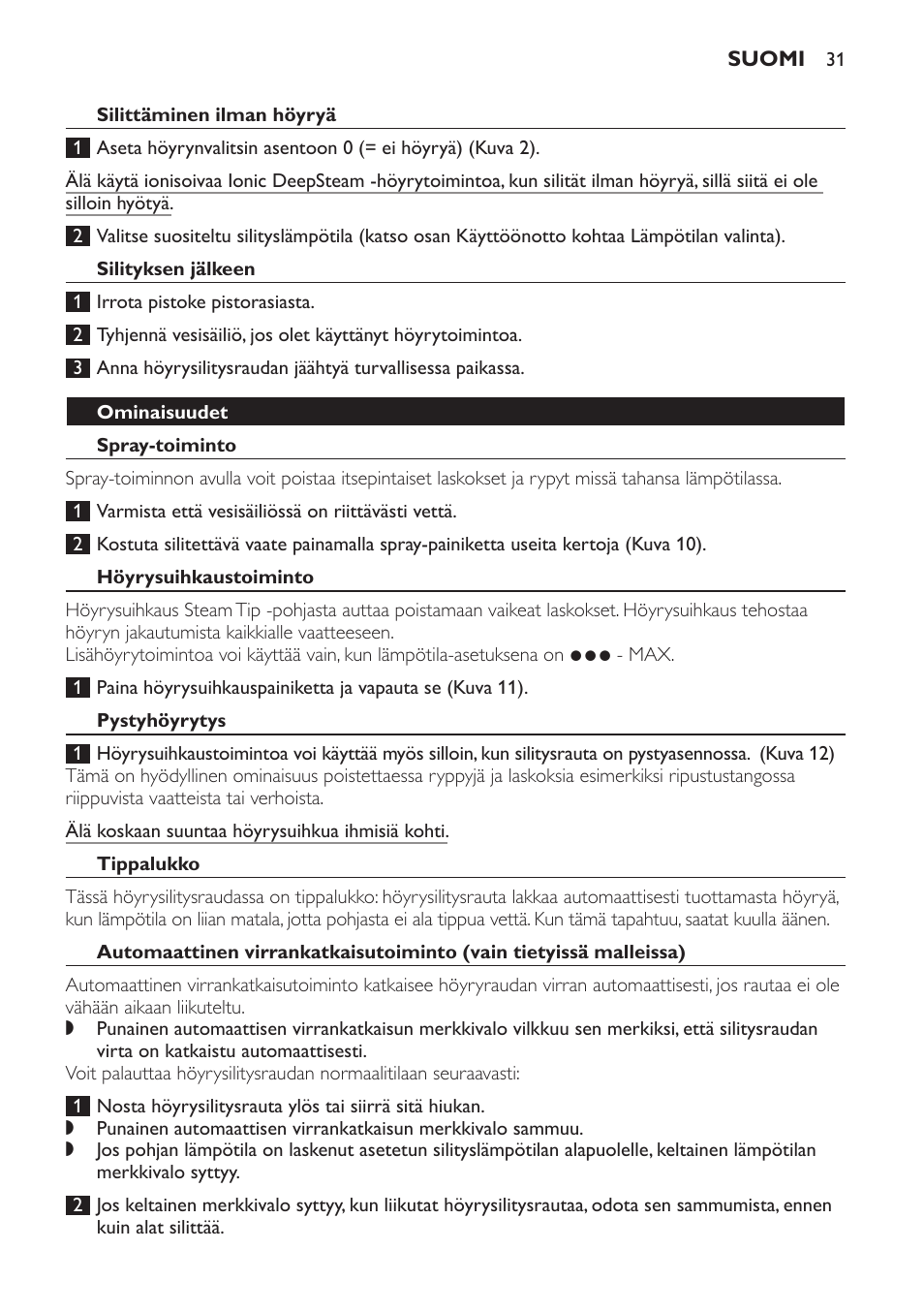 Philips Azur Fer vapeur User Manual | Page 31 / 76