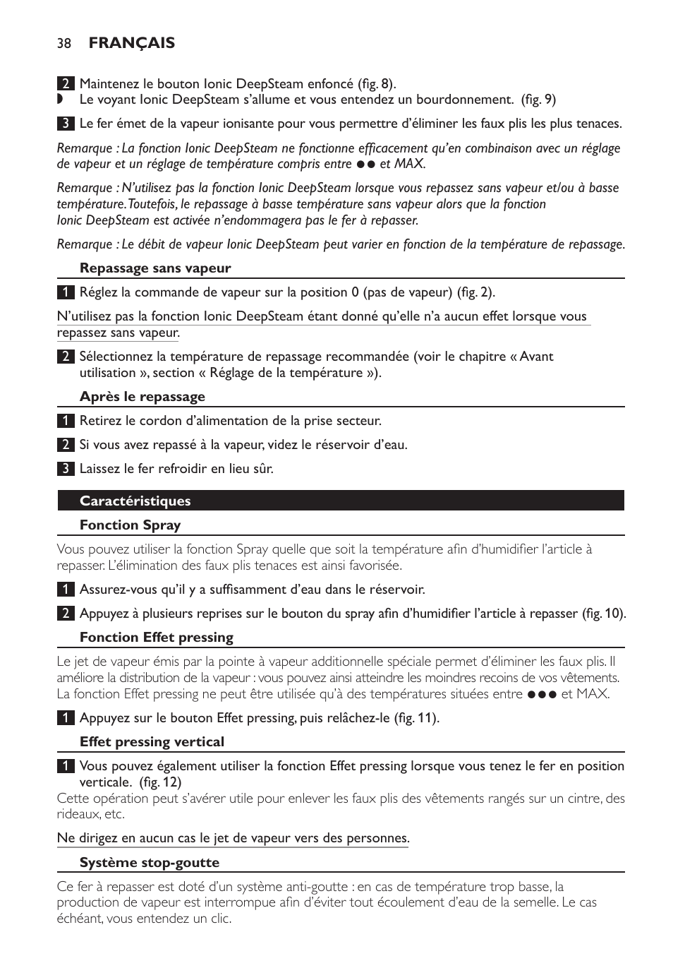 Philips Azur Fer vapeur User Manual | Page 38 / 76