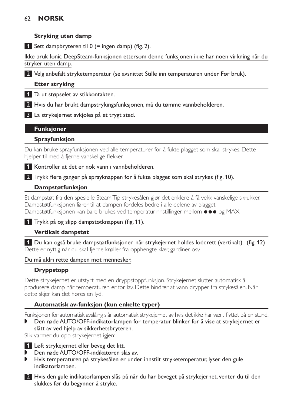 Philips Azur Fer vapeur User Manual | Page 62 / 76