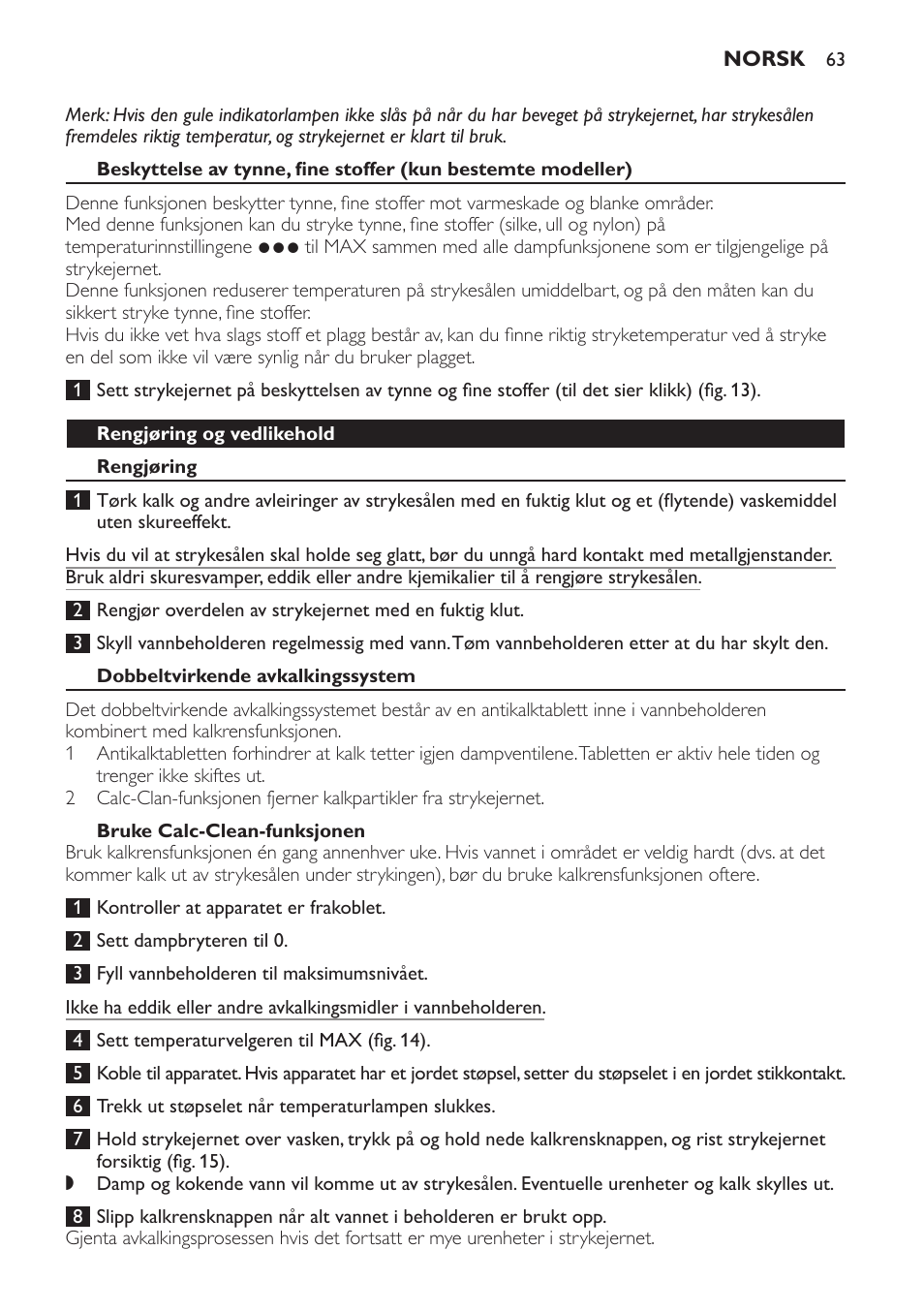 Philips Azur Fer vapeur User Manual | Page 63 / 76