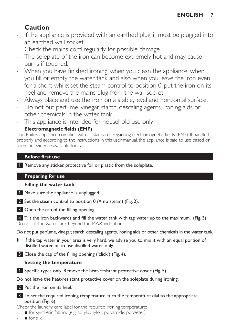 Philips Azur Fer vapeur User Manual | Page 7 / 76